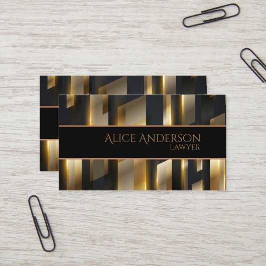 Luxuriöse schwarze goldene elegante Anwaltskarte B Visitenkarte (Vorderseite/Rückseite Beispiel)