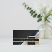Luxuriöse schwarze goldene elegante Anwaltskarte B Visitenkarte (Stehend Vorderseite)