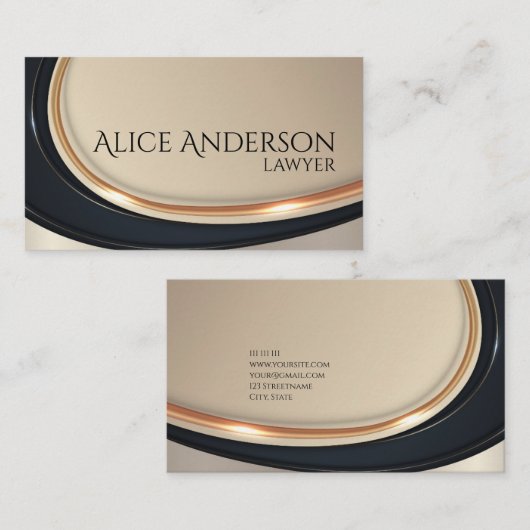 Luxuriöse schwarze goldene elegante Anwaltskarte B Visitenkarte (Vorne/Hinten)
