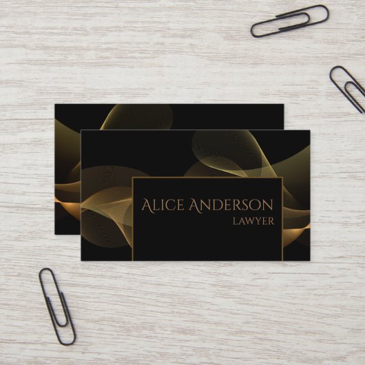 Luxuriöse schwarze goldene elegante Anwaltskarte B Visitenkarte (Vorderseite/Rückseite Beispiel)