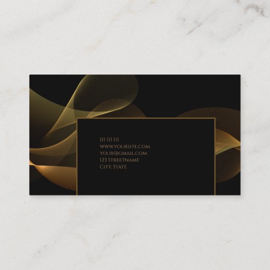 Luxuriöse schwarze goldene elegante Anwaltskarte B Visitenkarte (Rückseite)