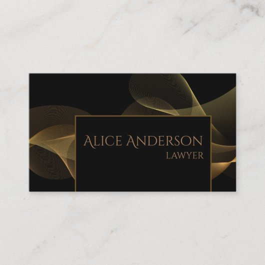 Luxuriöse schwarze goldene elegante Anwaltskarte B Visitenkarte (Vorderseite)
