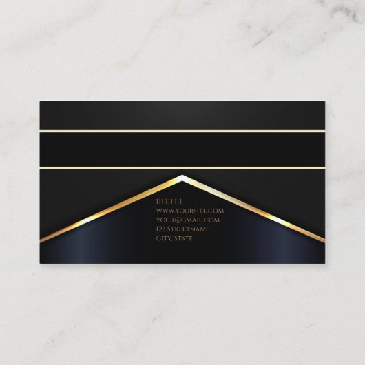 Luxuriöse schwarze goldene elegante Anwaltskarte B Visitenkarte (Rückseite)