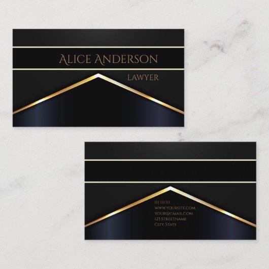 Luxuriöse schwarze goldene elegante Anwaltskarte B Visitenkarte (Vorne/Hinten)