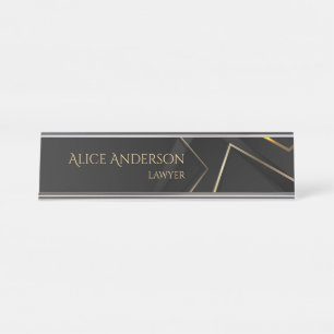 Luxuriöse schwarze goldene Linie Beruflich Office Schreibtischnamensplakette