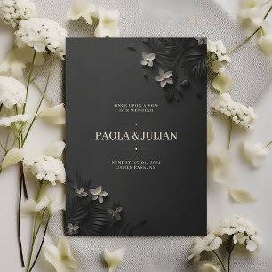 Luxuriöse schwarze Hochzeitseinladungskarte Einladung