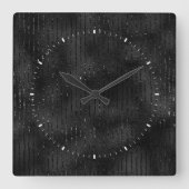 Luxuriöse schwarze Imitate Glitzer Streifen Muster Quadratische Wanduhr (Vorderseite)