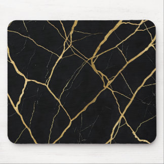 Luxuriöse schwarze Marmor- und Goldvene-Textur Mousepad