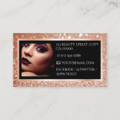 Luxuriöse Schwarze Rose Gold Sparkle Glitzer Foto  Visitenkarte (Rückseite)