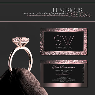 Luxuriöse Schwarze Rose Gold Sparkling Glitzer Mo Visitenkarte