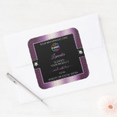 Luxuriöse Schwarze Shiny Lila mit Logo Product Lab Quadratischer Aufkleber (Umschlag)