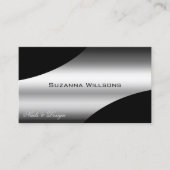 Luxuriöse schwarze Silber geschliffene Dekorlinien Visitenkarte (Vorderseite)