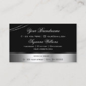 Luxuriöse schwarze Silber geschwungene Dekorations Visitenkarte (Rückseite)