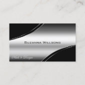 Luxuriöse schwarze Silber geschwungene Dekorations Visitenkarte (Vorderseite)