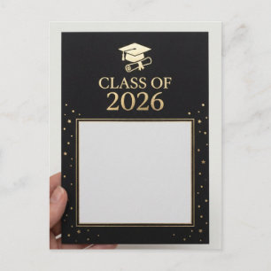 Luxuriöse schwarze und goldene Abschlussanzeige Fo Postkarte