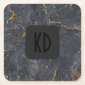 Luxuriöse, schwarze und goldene Marmorstruktur Rechteckiger Pappuntersetzer (Vorderseite)