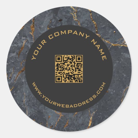 Luxuriöse, schwarze und goldene Marmorstruktur Runder Aufkleber (Vorderseite)