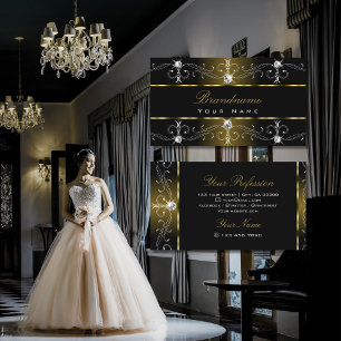 Luxuriöse schwarze und goldene verzierte Rahmen Or Visitenkarte