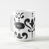 Luxuriöse schwarze und weiße Damaskus Kaffeetasse (Vorderseite Links)