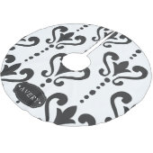 Luxuriöse schwarze und weiße Damaskus Polyester Weihnachtsbaumdecke (Schrägansicht)