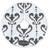 Luxuriöse schwarze und weiße Damaskus Polyester Weihnachtsbaumdecke (Vorderseite)