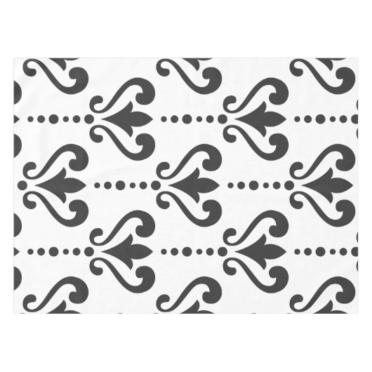 Luxuriöse schwarze und weiße Damaskus Tischdecke (Vorderseite (Horizontal))