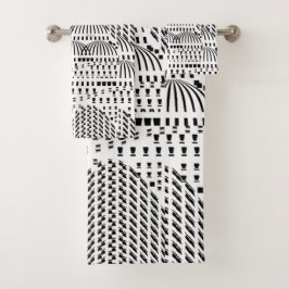 LUXURIÖSE SCHWARZE UND WEISSE DOPPELUNGEN BADHANDTUCH SET