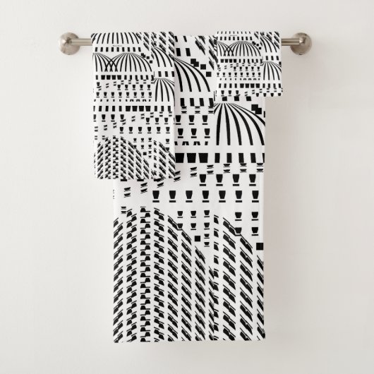 LUXURIÖSE SCHWARZE UND WEISSE DOPPELUNGEN BADHANDTUCH SET (Insitu)