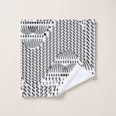 LUXURIÖSE SCHWARZE UND WEISSE WELLEN BADHANDTUCH SET (Waschlappen)