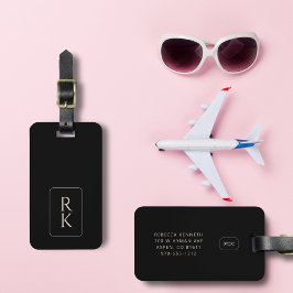 Luxuriöse Schwarzweiß-Minimalistische Monogramm Gepäckanhänger