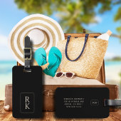 Luxuriöse Schwarzweiß-Minimalistische Monogramm Gepäckanhänger