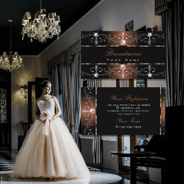 Luxuriöse Schwarzweiß Verziert Borders Juwelen Orn Visitenkarte