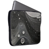 Luxuriöse schwarzweiße Wellen Laptopschutzhülle (Vorne Rechts)