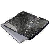 Luxuriöse schwarzweiße Wellen Laptopschutzhülle (Vorne Knopf)