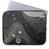 Luxuriöse schwarzweiße Wellen Laptopschutzhülle (Vorderseite)