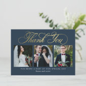 Luxuriöse Script-Hochzeit Danke, Card Imitats Foil Dankeskarte (Stehend Vorderseite)