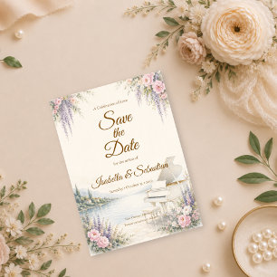 Luxuriöse Seepromenade Klavier Romantische Hochzei Save The Date
