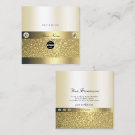 Luxuriöse Shimmery Gold Luminous Glitzer Logo Eleg Quadratische Visitenkarte