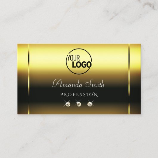 Luxuriöse Shimmery Gold Sparkle Diamonds mit Logo Visitenkarte (Vorderseite)