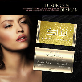 Luxuriöse Shimmery Golden Yellow Glitzer Initials Visitenkarte