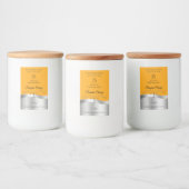 Luxuriöse Silber-Dekor Orange Monogram Label Lebensmitteletikett (Flaschen)