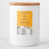 Luxuriöse Silber-Dekor Orange Monogram Label Lebensmitteletikett (Vorderseite)
