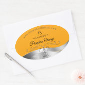 Luxuriöse Silber-Dekor Orange Monogram Label Ovaler Aufkleber (Umschlag)