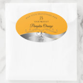 Luxuriöse Silber-Dekor Orange Monogram Label Ovaler Aufkleber (Tasche)
