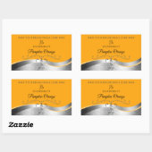 Luxuriöse Silber-Dekor Orange Monogram Label Rechteckiger Aufkleber (Blatt)