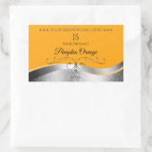 Luxuriöse Silber-Dekor Orange Monogram Label Rechteckiger Aufkleber (Tasche)