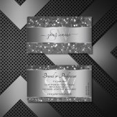 Luxuriöse Silber Glitzer Luminous Stars und Initia Visitenkarte