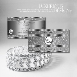 Luxuriöse Silber Luminous Glitzer Stars Logo Elega Visitenkarte