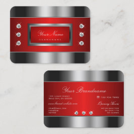Luxuriöse Silber und Rot mit schimmernden Rhinesto Visitenkarte