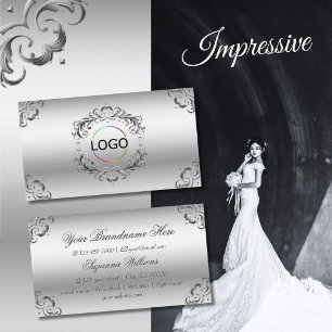 Luxuriöse Silber Verzierte Dekoration mit Logo Prä Visitenkarte